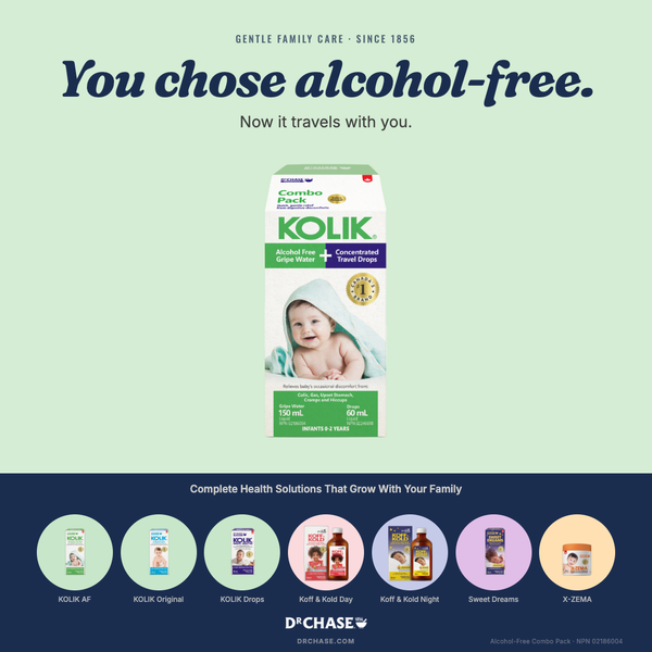 KOLIK alcohol-free product packaging with text on a green and blue gradient background