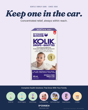 Kolik Drops packaging with a child's face on a white background