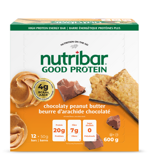Nutribar Chocolaty Peanut Butter - Good Protein High Energy Bar - 12 Pack