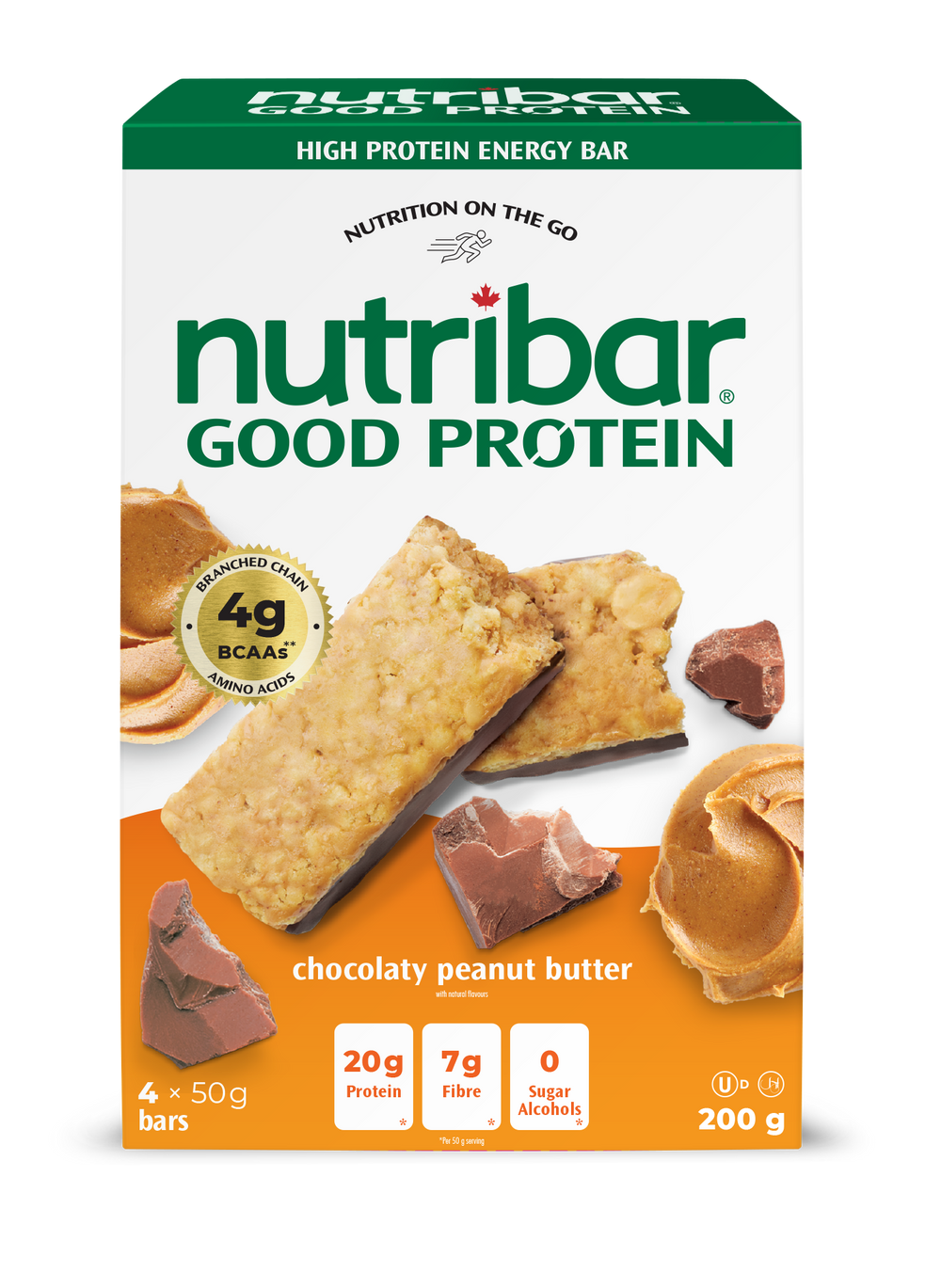 Nutribar Chocolaty Peanut Butter - Good Protein High Energy Bar - 4 Pack