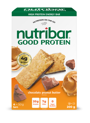 Nutribar Chocolaty Peanut Butter - Good Protein High Energy Bar - 4 Pack