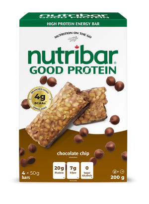 Nutribar Chocolate Chip - Good Protein High Energy Bar - 4 Pack