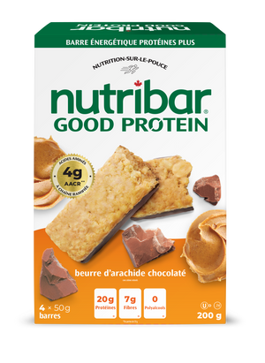 Nutribar Chocolaty Peanut Butter - Good Protein High Energy Bar - 4 Pack