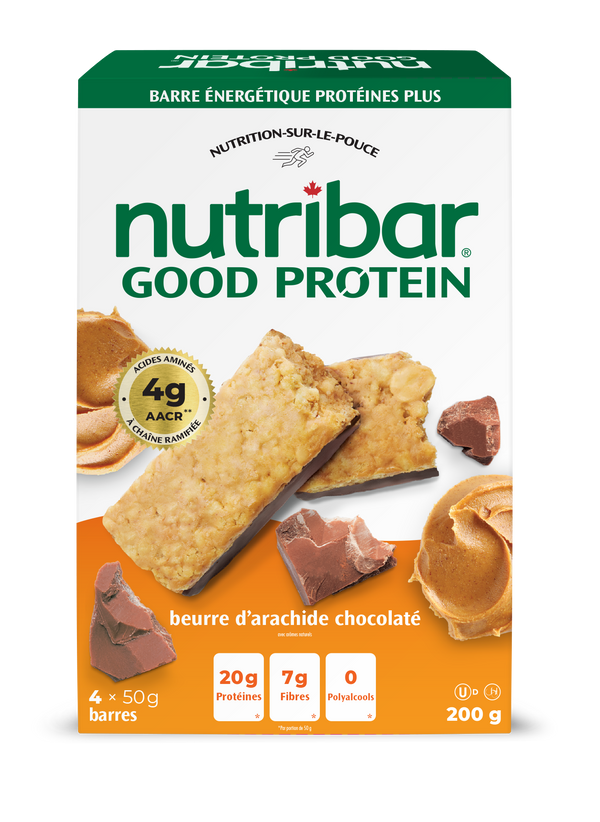 Nutribar Chocolaty Peanut Butter - Good Protein High Energy Bar - 4 Pack
