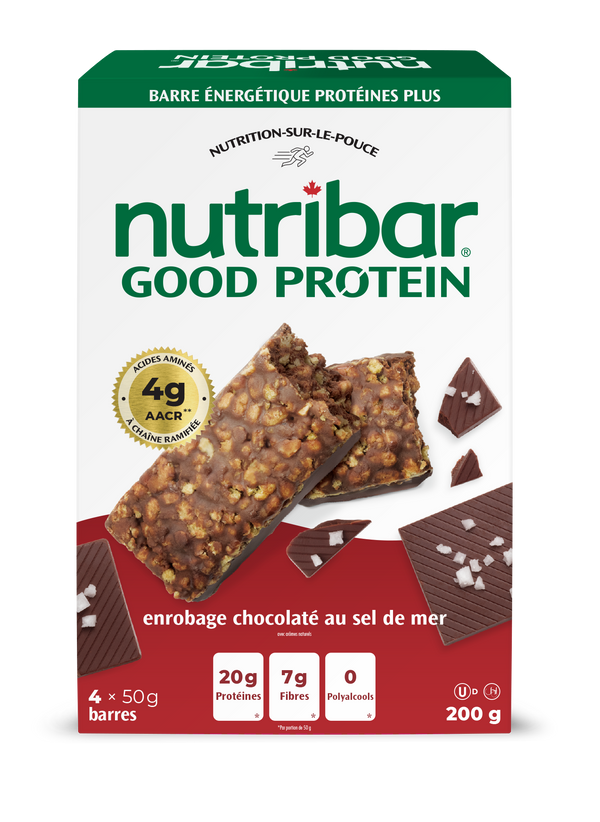Nutribar Dark Chocolaty Sea Salt - Good Protein High Energy Bar - 4 Pack