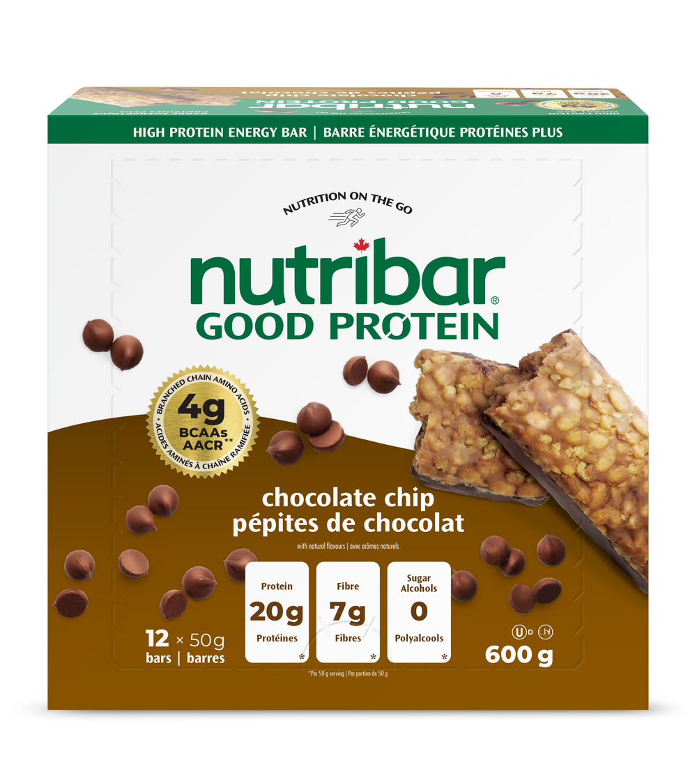 Nutribar Chocolate Chip - Good Protein High Energy Bar - 12 Pack