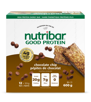 Nutribar Chocolate Chip - Good Protein High Energy Bar - 12 Pack