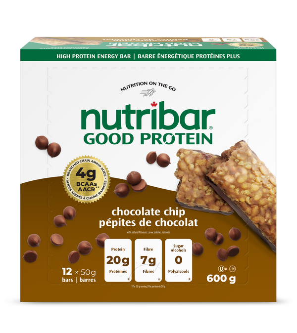 Nutribar Chocolate Chip - Good Protein High Energy Bar - 12 Pack