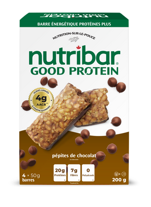 Nutribar Chocolate Chip - Good Protein High Energy Bar - 4 Pack