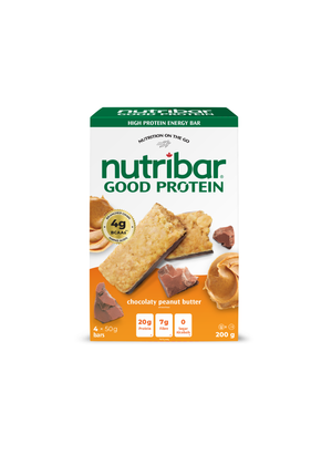 Nutribar Chocolaty Peanut Butter - Good Protein High Energy Bar - 4 Pack