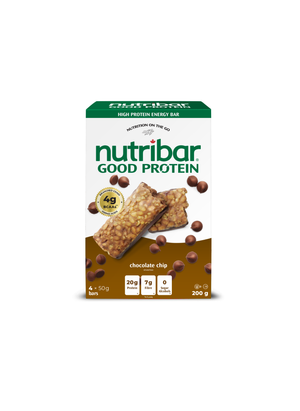 Nutribar Chocolate Chip - Good Protein High Energy Bar - 4 Pack