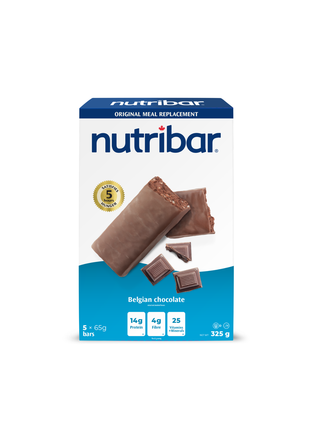 Nutribar Belgian Chocolate Original Meal Replacement Bar - 5 Pack