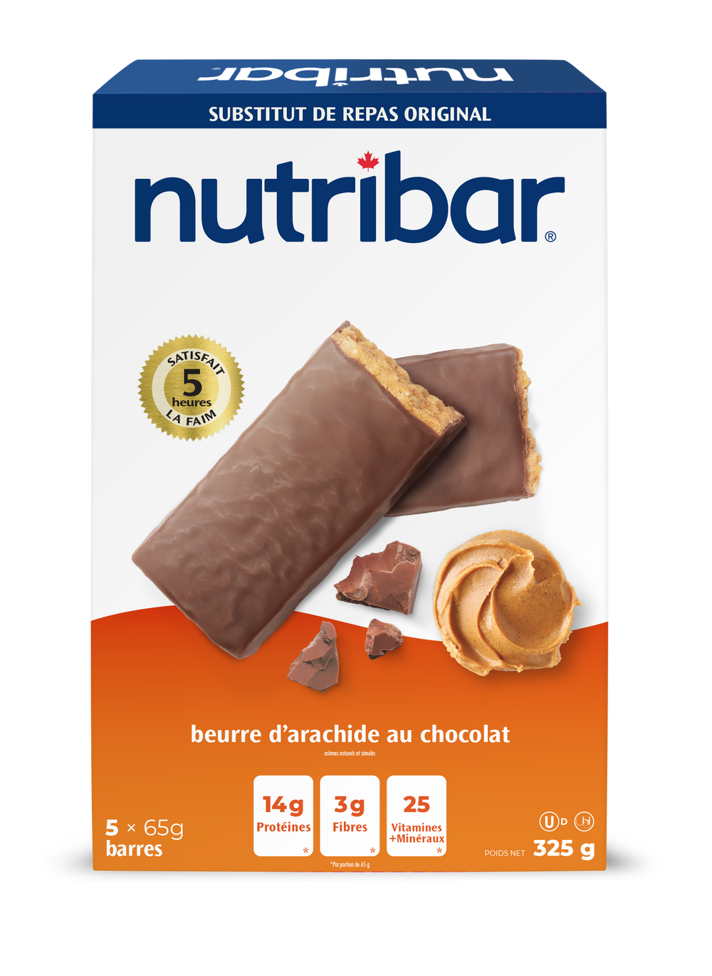 Nutribar Chocolate Peanut Butter Original Meal Replacement Bar - 5 Pack