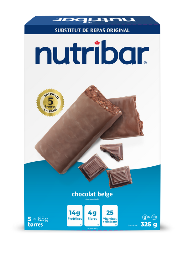Nutribar Belgian Chocolate Original Meal Replacement Bar - 5 Pack