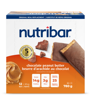 Nutribar Chocolate Peanut Butter Original Meal Replacement Bar - 12 Pack