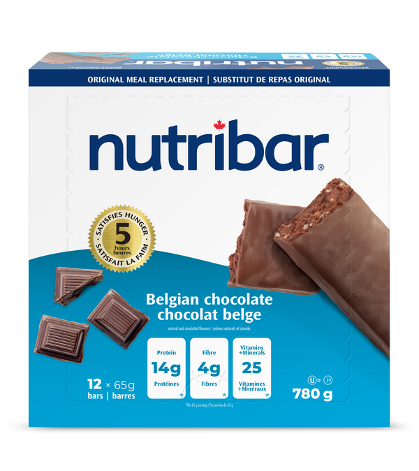 Nutribar Belgian Chocolate Original Meal Replacement Bar - 12 Pack