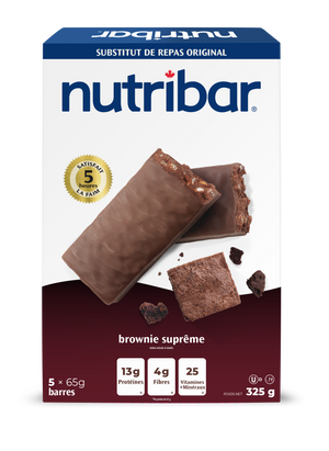 Nutribar Deep Brownie Delight Original Meal Replacement Bar - 5 Pack