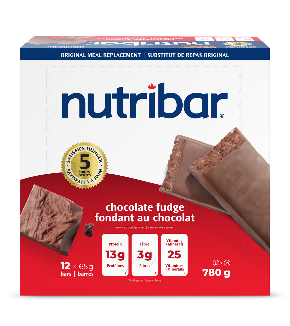 Nutribar Chocolate Fudge Original Meal Replacement Bar - 12 Pack