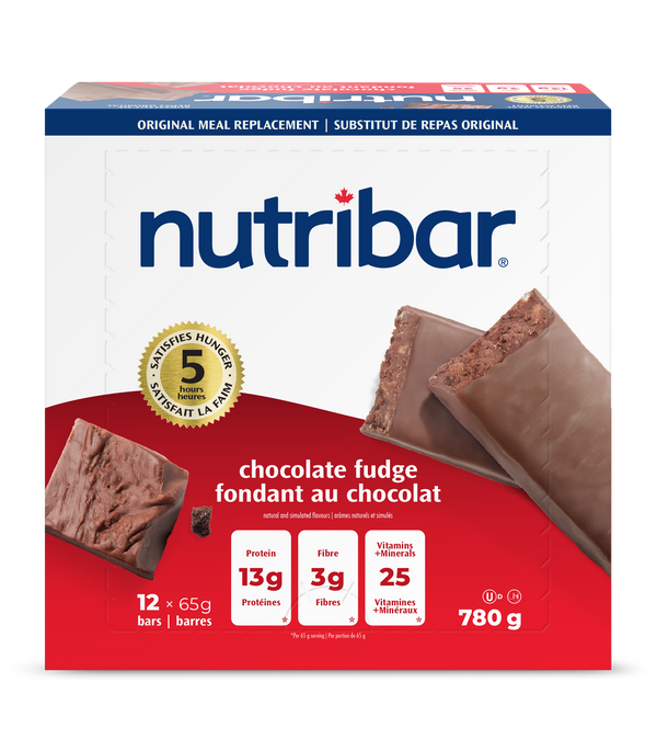 Nutribar Chocolate Fudge Original Meal Replacement Bar - 12 Pack