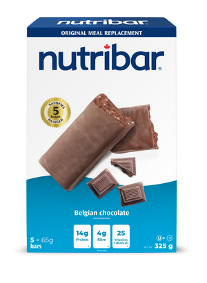 Nutribar Belgian Chocolate Original Meal Replacement Bar - 5 Pack